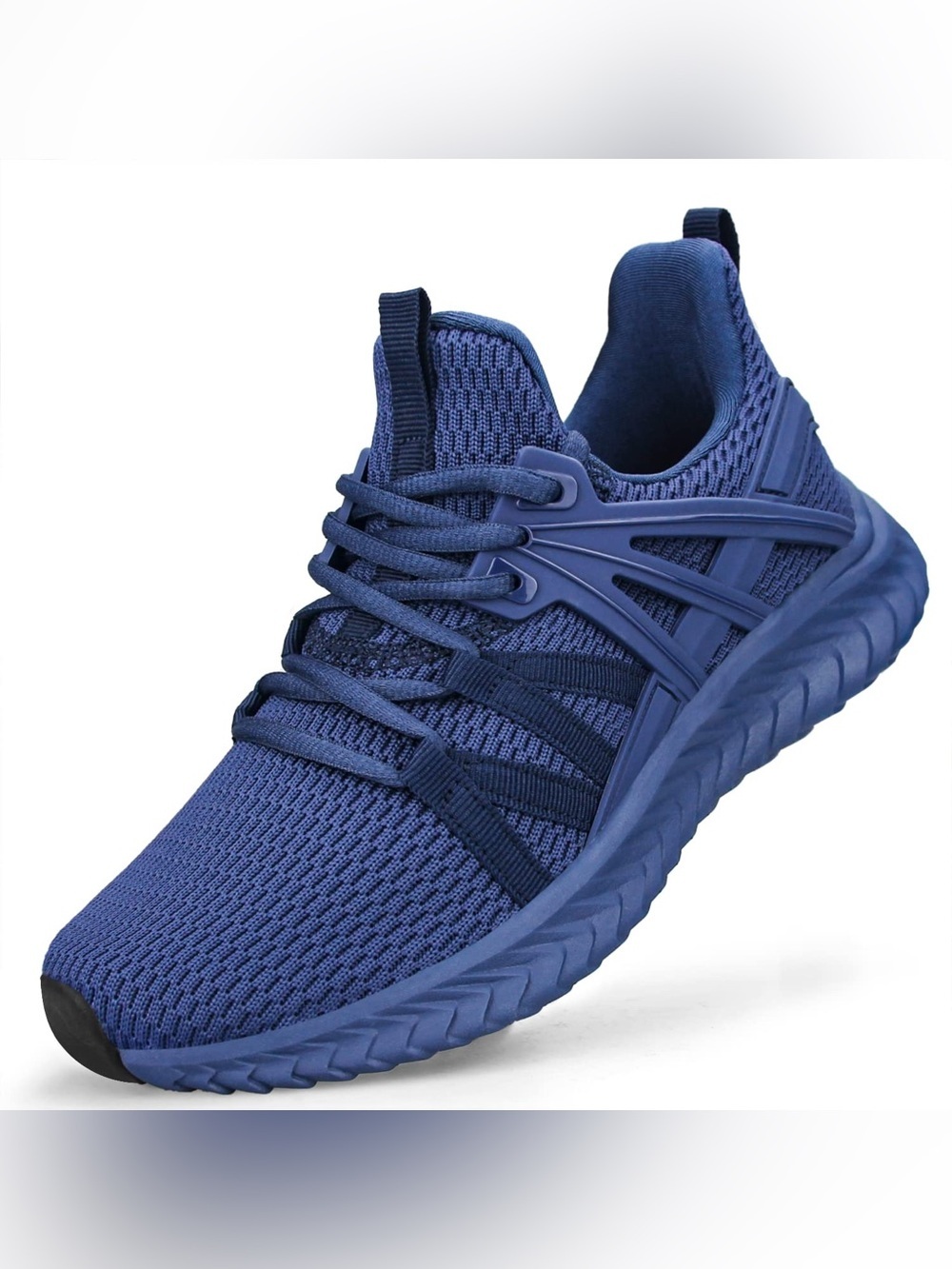 Blue Knit Athletic Sneakers - Deep Blue Interior Size 39